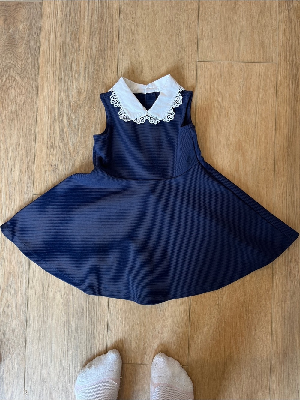 Janie and Jack Navy Dress with White Lace Collar